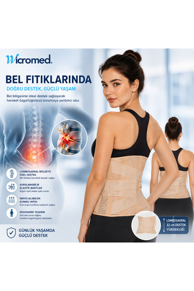 wicromed Lumbosacral Corset 32cm with Steel Bones, Waist Circumference 80Cm-1...