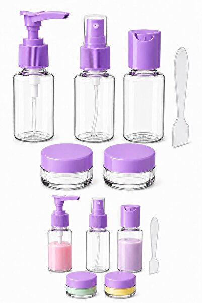 jetfast Small Size 6 Pieces Purple Color Travel Set Cosmetic Bottle with Tran...