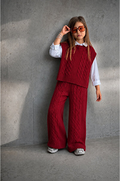 Minigimin Cicileri My Little One's 3-Piece Knitwear Set with a Detailed Spira...