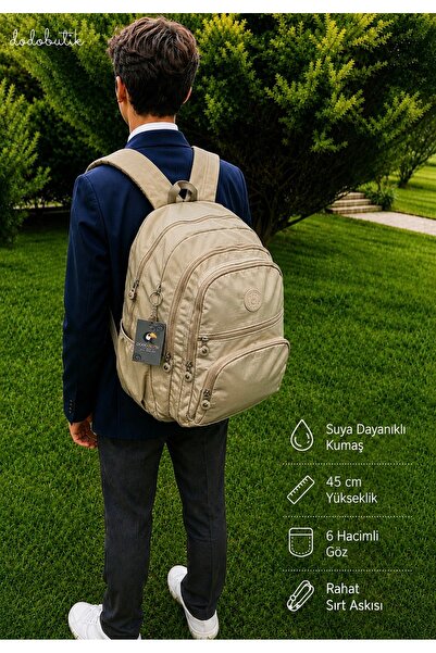 DodoButik Rucsac crem de culoare crem, rezistent la apă, de dimensiuni mari