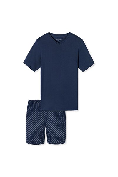 Schiesser Herren Schlafanzug, kurz - Casual Essentials, V-Ausschnitt, Baumwolle