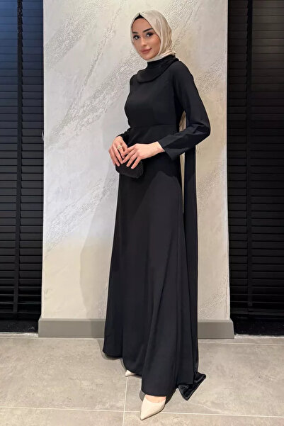 TOZLU Pearl Detailed Hijab Evening Dress