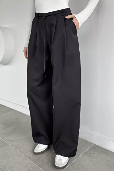 TOZLU Women's Waist-Tie Wide-Leg Pants