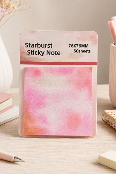 Sone Pembe Simli Şeffaf Yapışkanlı Not Kağıdı (50 Yaprak) – 76x76 mm Estetik ...