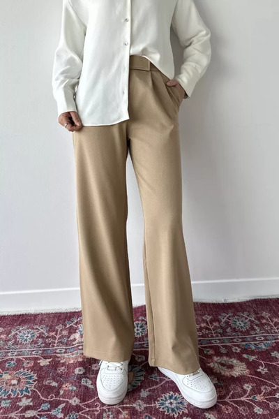 TOZLU Women's Elastic Waist Velcro Hijab Palazzo Pants