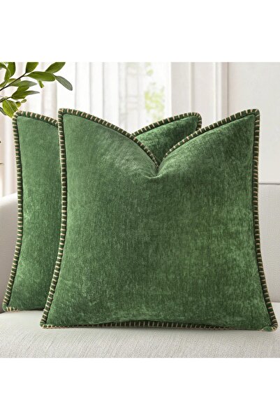 Generic Brand مجموعة من 2 غطاء وسادة ناعم ومريح من الشينيل مقاس 45×45 سم، أغط...