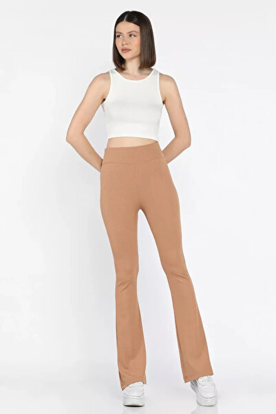 TOZLU Women's High Waist Spanish Leg Ribbed Leggings