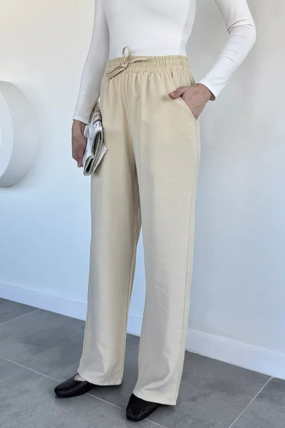 TOZLU Women's Elastic Waist High Waist Palazzo Pants