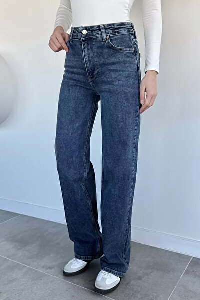 TOZLU Pantaloni de damă din denim Palazzo cu talie înaltă
