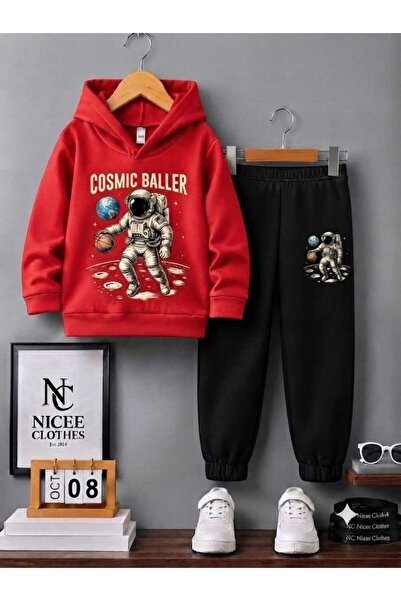 NC Nicee Clothes Детски анцуг унисекс (с принт на космически баскетбол, зимна...