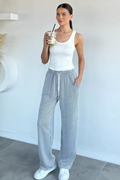 TOZLU Women's Waterway Patterned Elastic Waist Trousers