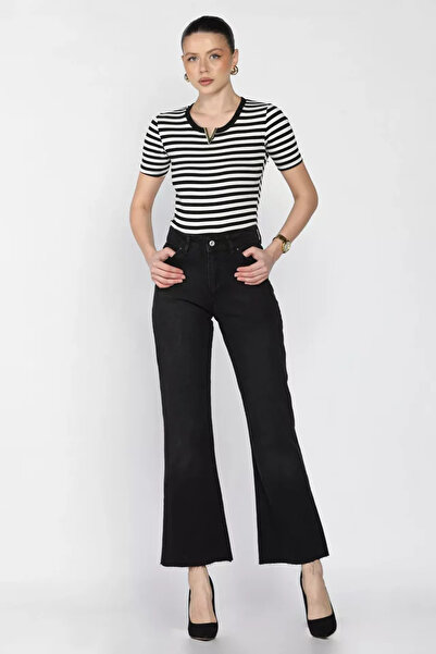 TOZLU Pantaloni de damă din denim tip mom cu tăietură la picior