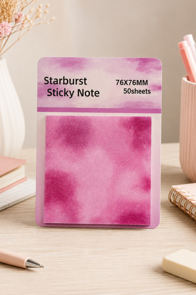 Sone Mor Simli Şeffaf Yapışkanlı Not Kağıdı (50 Yaprak) – 76x76 mm Estetik Tr...
