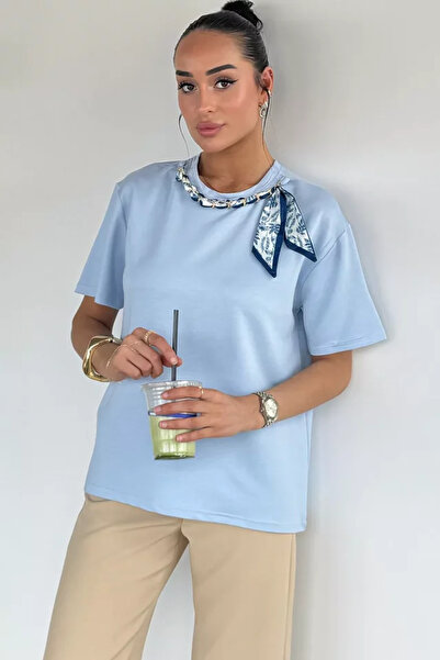 TOZLU Tricou Gülseli pentru femei cu eșarfă la guler