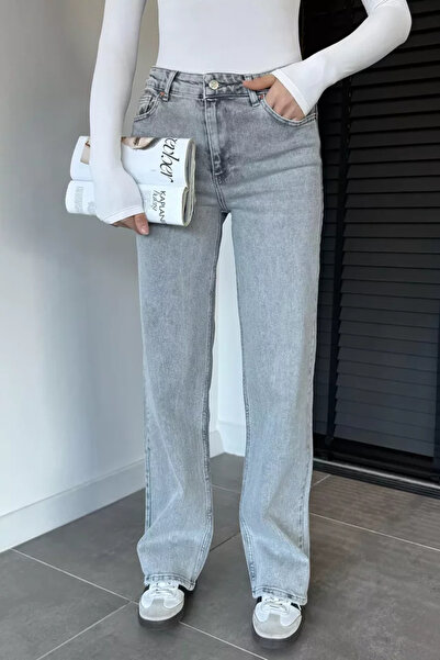 TOZLU Pantaloni de damă din denim Palazzo cu talie înaltă