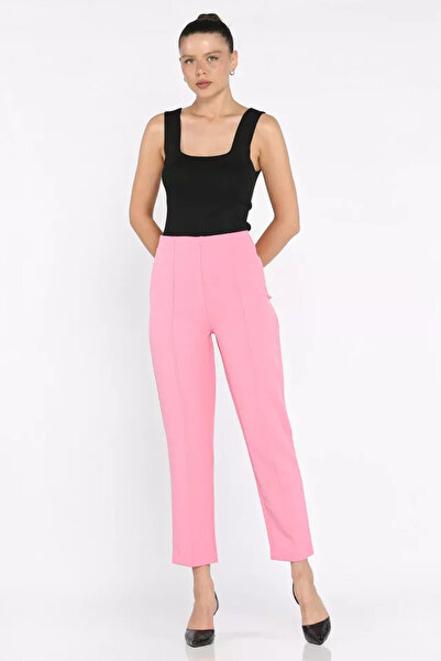 TOZLU Women's Skinny Leg Trousers with Pre-Attached Waist Elastic