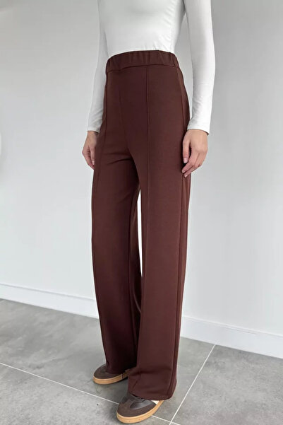 TOZLU Women's Lawned Wide Leg Trousers