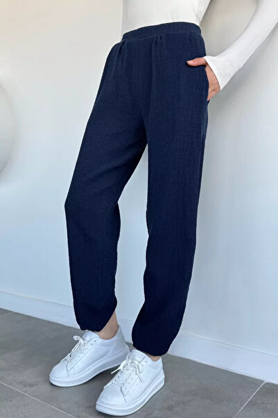 TOZLU Women's Muslin Fabric Shalwar Trousers