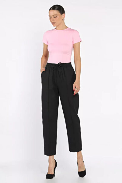 TOZLU Women's Waist-Tie Front Green Carrot Pants
