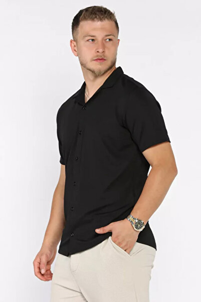 TOZLU Apaş Collar Slim Fit Men's Short Sleeve Shirt