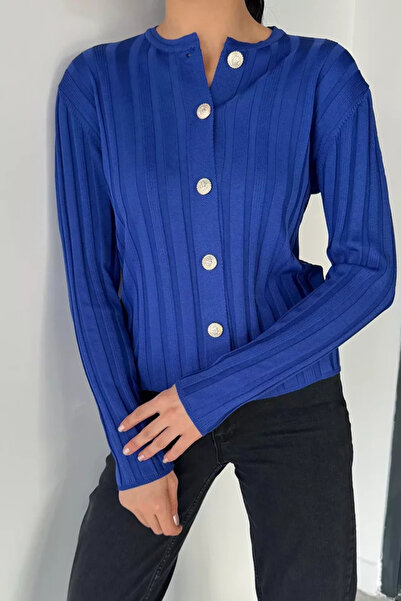 TOZLU Women's Button Detailed Knitwear Cardigan (Fits M-L-Xl)