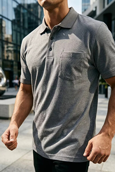 TOZLU Polo Collar T-Shirt with Front Button Pockets