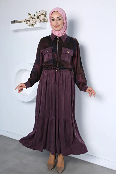 TOZLU Gülseli Double Pocket Jacket Dress Hijab Two-Piece Set