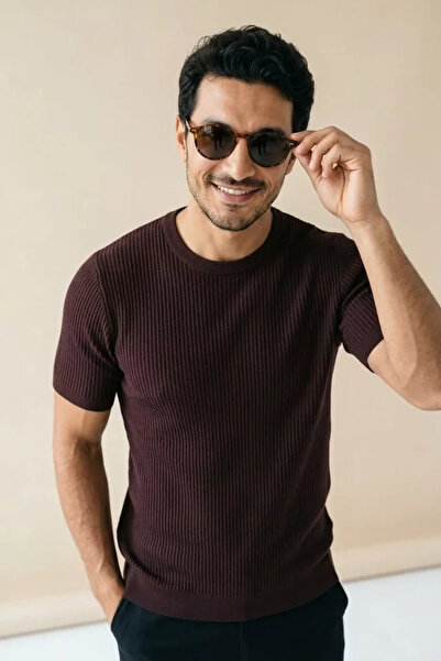 TOZLU Tricou pentru bărbați, cu gât crew, cu model, din tricotaj
