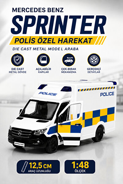NeoThings Die Cast Mercedes Benz Sprinter Polis Özel Harekat Model Araba 12,5...