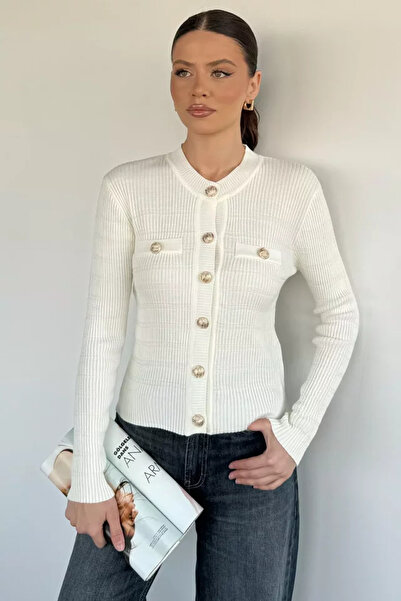 TOZLU Women's Buttoned Knitwear Cardigan (Available in Sizes S-M-L)