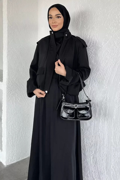TOZLU Gülseli Lined Jacket Skirt Hijab Double Set
