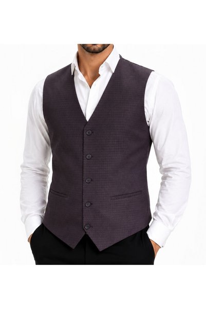 MENTOR REGALO Men's V-Neck Vest with Bordo Pattern 50301