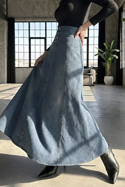 TOZLU Fusta din denim cu hijab