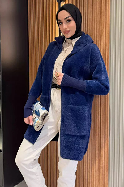 TOZLU Cardigan cu glugă și fermoar din fire moi, stil hijab