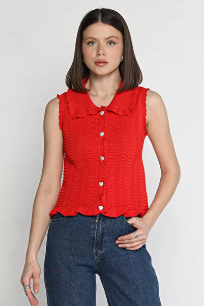 TOZLU Vestă tricotată cu model ondulat pentru femei