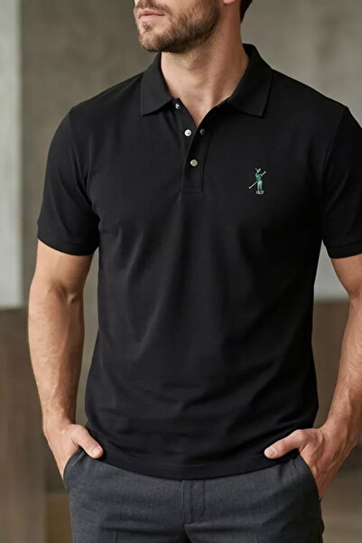 TOZLU Men's Polo Neck Embroidered T-Shirt