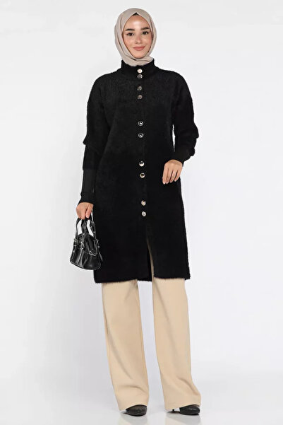 TOZLU Gold Buttoned Hijab Soft Knitwear Cardigan