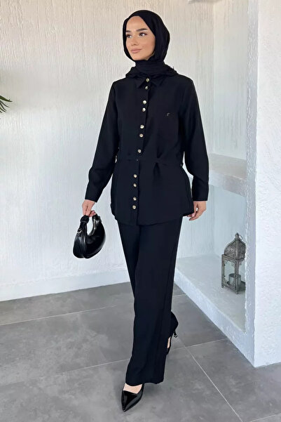 TOZLU Elastic Waist Trousers, Hijab Shirt, Double Set
