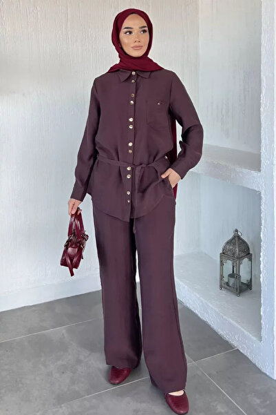 TOZLU Elastic Waist Trousers, Hijab Shirt, Double Set