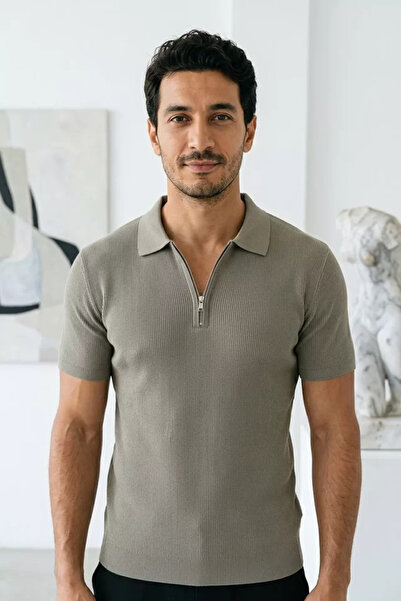 TOZLU Men's Zippered Knitwear T-Shirt