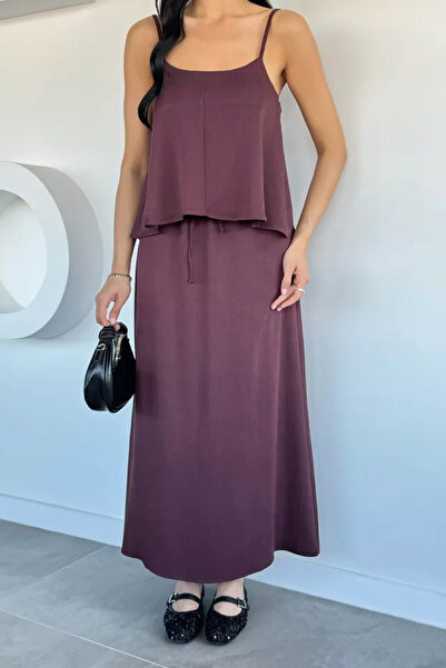 TOZLU Perry Women's Adjustable Strap Blouse Elastic Waist Skirt Two-Piece Set