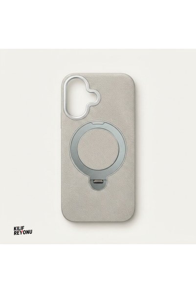 iPhone 16 Uyumlu MagSafe Standlı Premium Dokulu Kılıf