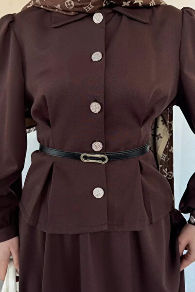 TOZLU Elastic Waist Belt Accessory Skirt Shirt Hijab Double Set