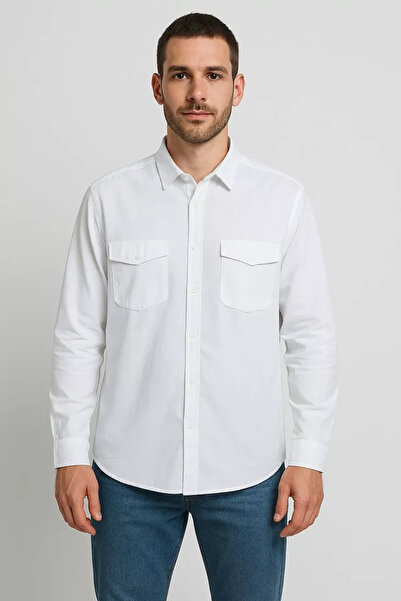 TOZLU Double Pocket Men's Long Sleeve Shirt