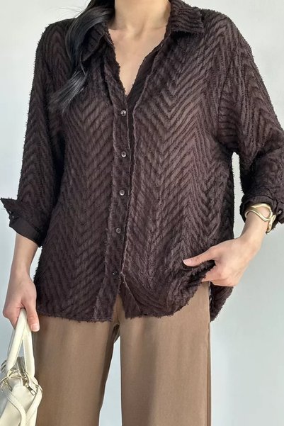 TOZLU Women's Self Patterned Shirt