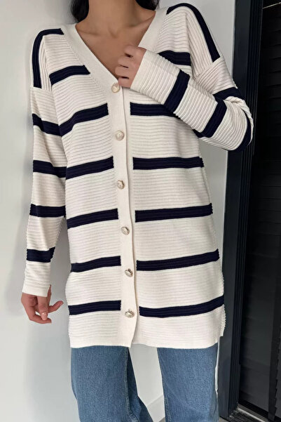TOZLU Striped knit cardigan