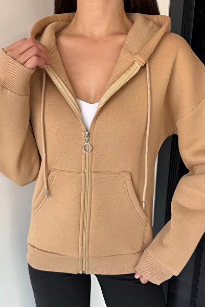 TOZLU Gülseli Women's Three-Thread Shaded Hooded Sweatshirt
