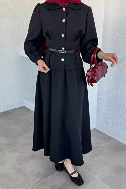 TOZLU Elastic Waist Belt Accessory Skirt Shirt Hijab Double Set