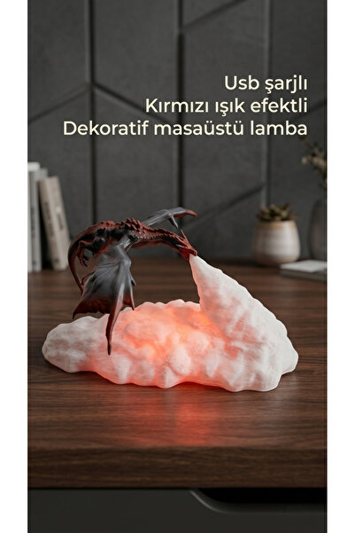 VizyonumVar Concept USB Dahili Aydınlatmalı 3 Boyutlu Duman Efektli Ejderha G...