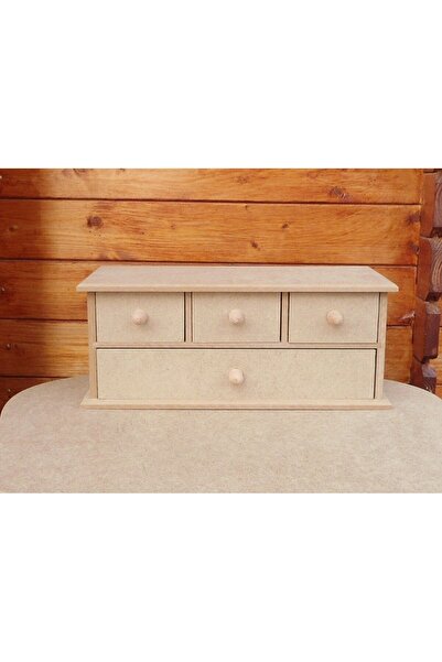 SELENA Raw Wood 4-Drawer Horizontal Jewelry Box